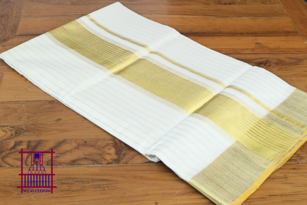 Golden border and striped saree