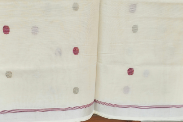 Silver border with maroon line putta saree