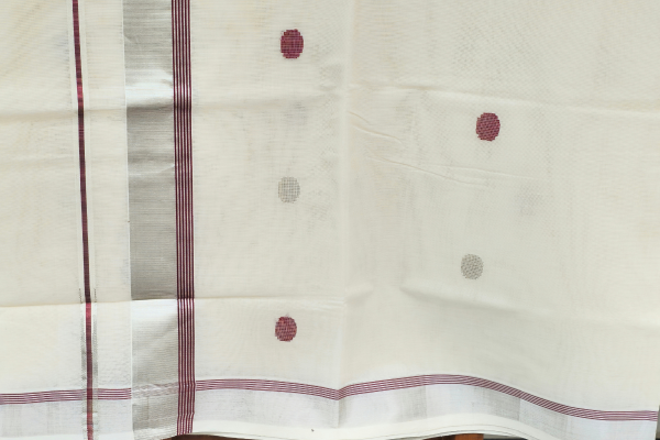 Silver border with maroon line putta saree