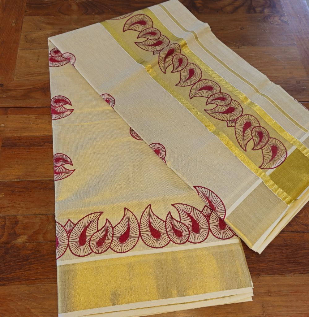 P000024- MANGO DESIGN PRINTED TISSUE SAREE