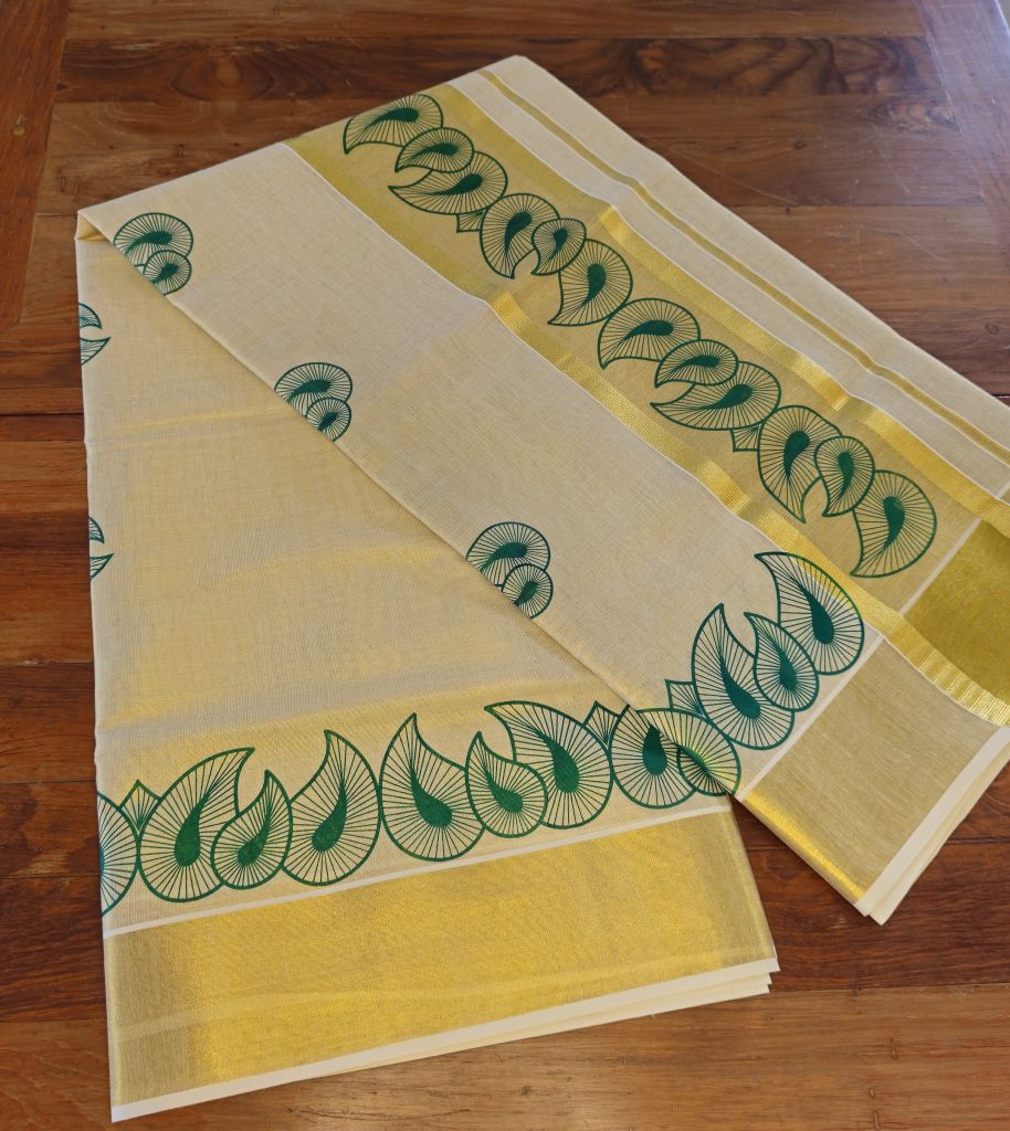 P000024- MANGO DESIGN PRINTED TISSUE SAREE