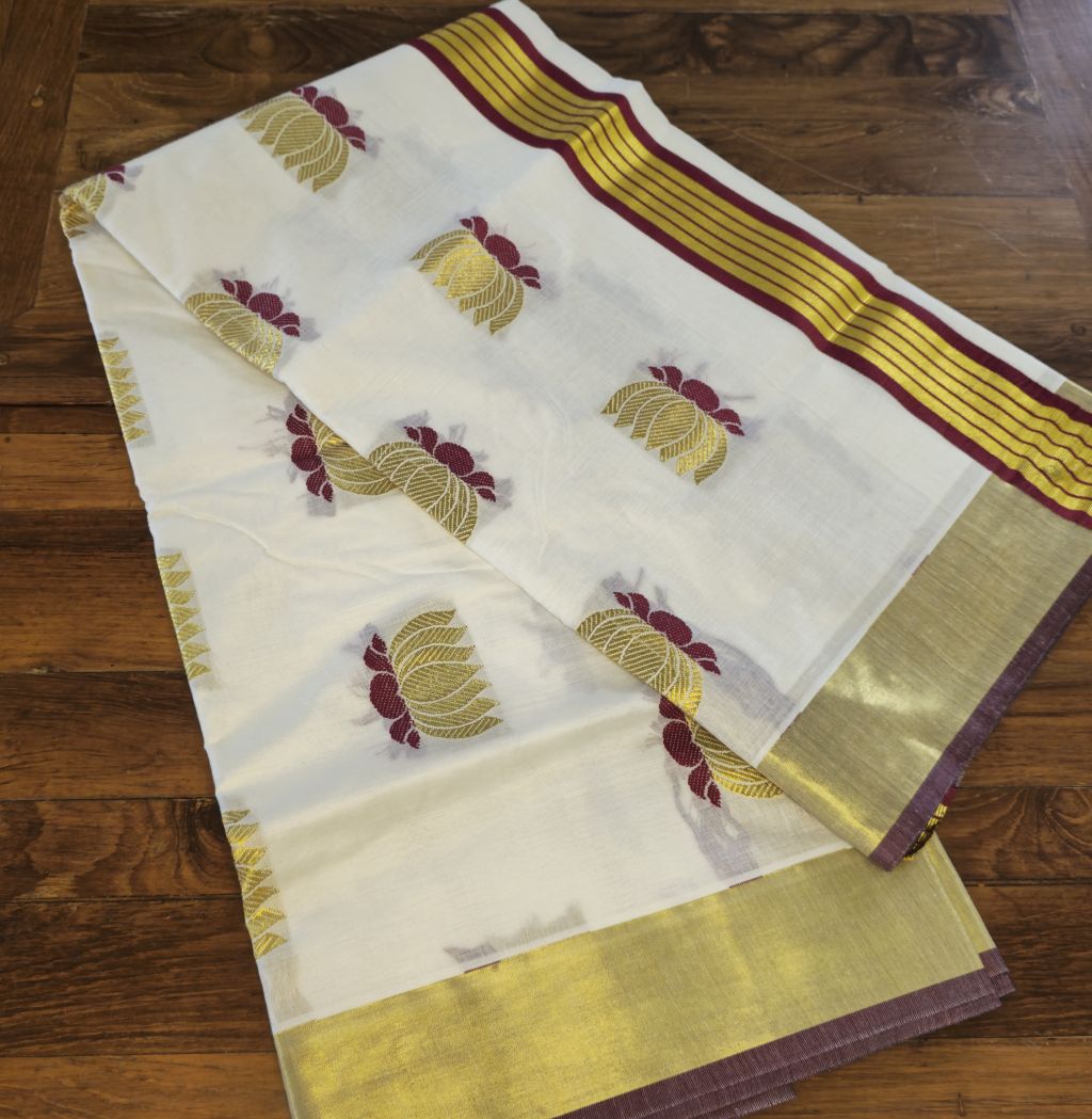 P000026 COLOR JARI LOTUS SAREE