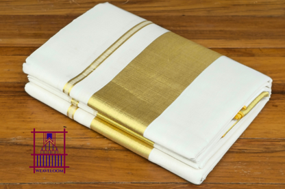 Golden Double set Dothi with blouse (Mundum neriyathum/Pudavayum Kavanium)
