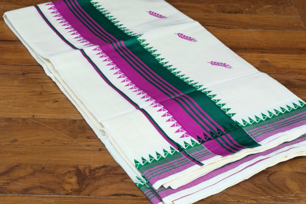 Temple border printed saree