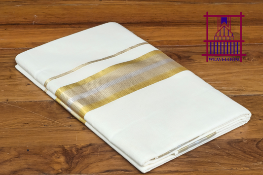 Golden + Silver border saree