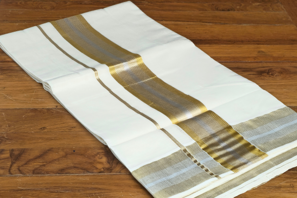 Golden + Silver border saree
