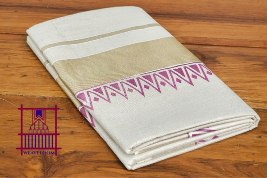 Coloured Temple design Tissue saree
