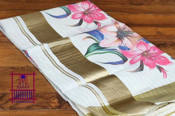 Floral printed design saree