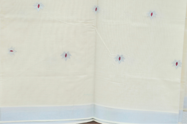 Silver border with flower design saree