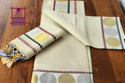 Maroon + Green with Gold/Silver Putta design single set Dothi (Mundum neriyathum)