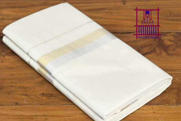 Golden and silver lined border Men’s Dothi