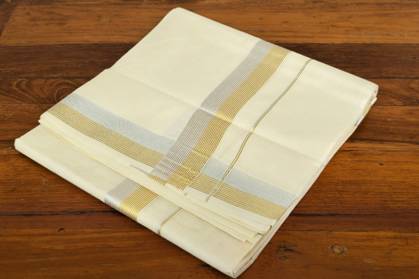Golden and silver lined border Men’s Dothi