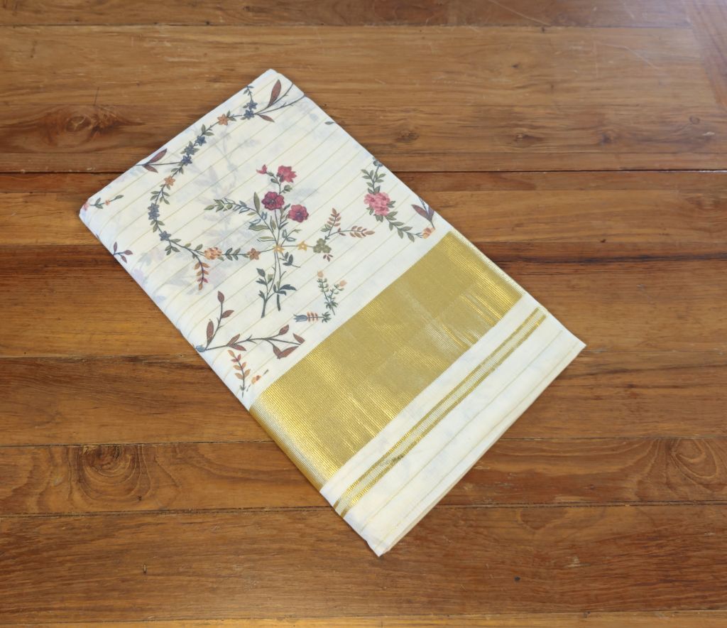 P000025_3 LN JARI SMALL FLORAL PRINT SAREE