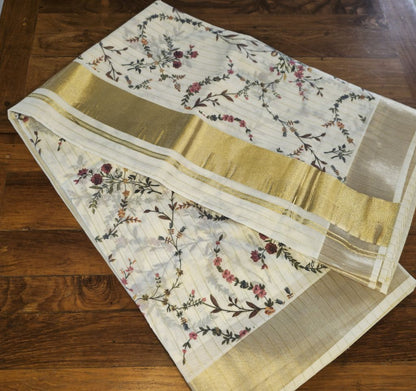 P000025_3 LN JARI SMALL FLORAL PRINT SAREE